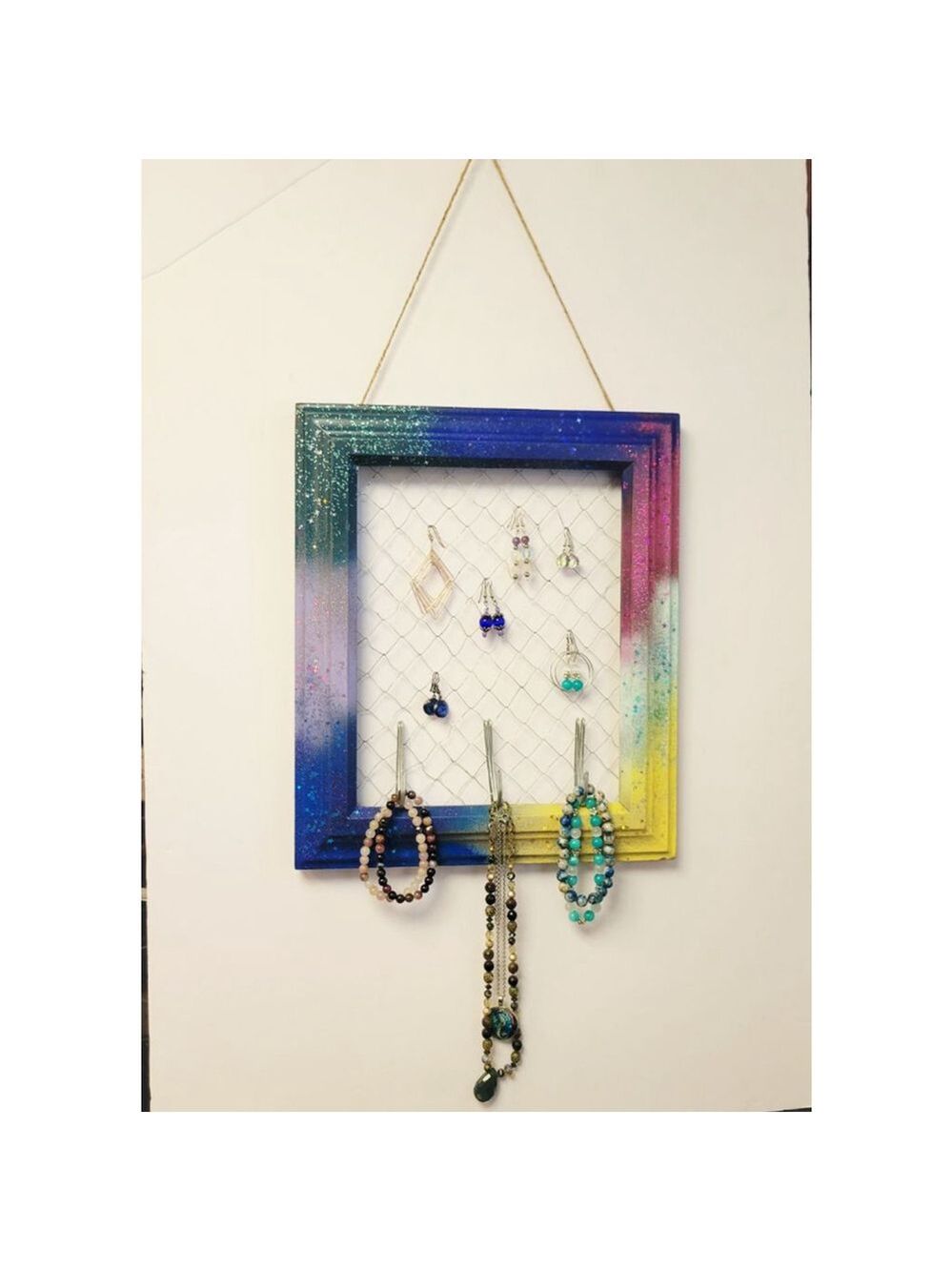 Upcycled Photo Frame Jewelry Organizer 8x10"